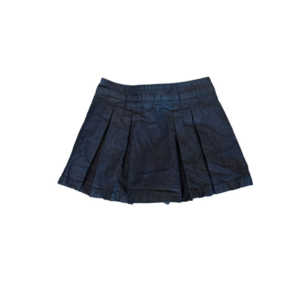 Express Pleated Denim High Waist Mini Skirt Womens Size 6